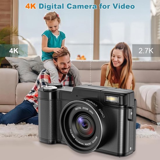 Digitale Camera 4K 48MP - Perfect voor Vlogging en Fotografie