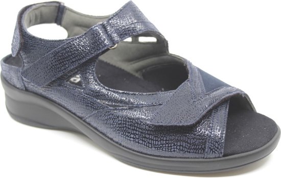 Durea, 7408 220 1034, Blauwe extra brede sandalen met stretch wijdte M