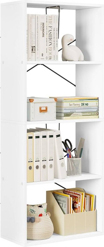 Rootz Modern Wit 4-laags boekenplank - Opbergplank - Displayrek - Duurzaam E1 Hout - Ruimtebesparend - Krasbestendig - 60 cm x 149 cm x 30 cm