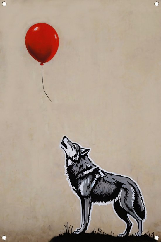 Ballon tuinposter - Banksy tuinposter - Tuinposter Wolf - Posters buiten - Tuinschilderijen - Decoratie muur tuinposter 40x60 cm