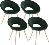 Rootz Set van 4 eetkamerstoelen - Fluwelen bekleding - Gouden metalen poten - Ergonomisch comfort - Stijlvol en veelzijdig - Duurzaam en stabiel - 78 cm x 35 cm x 45 cm