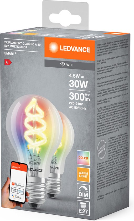 8x Ledvance Smart E27 LED Lamp | 4.5W 2700K 220V | 300°