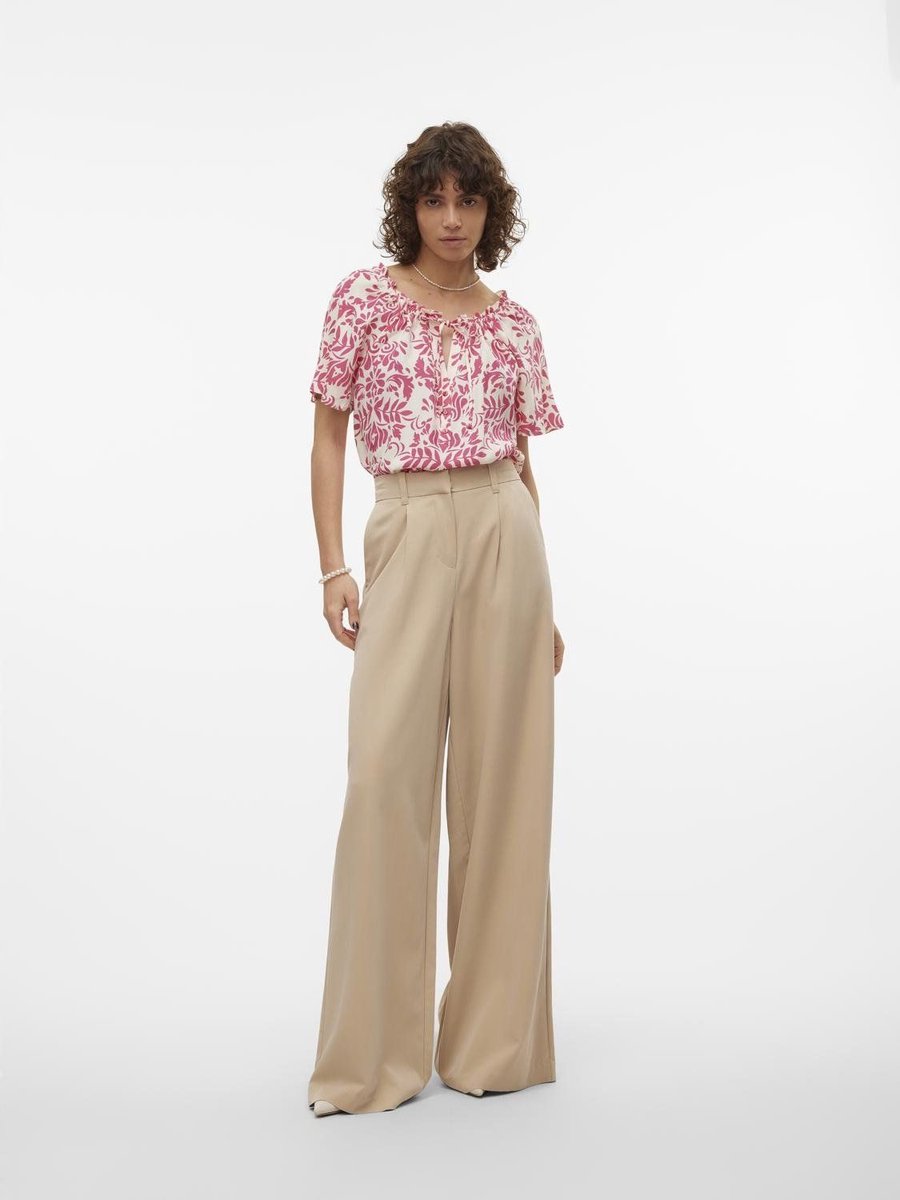 Vero Moda Blouse Vmrey Ls Top Wvn Ce 10265380 Snow White/rey Dames Maat - S