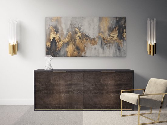 Artaza Peinture sur toile abstraite avec Peinture Goud et noire – 100 x 50 – Décoration murale – Photo sur toile – Impression sur toile