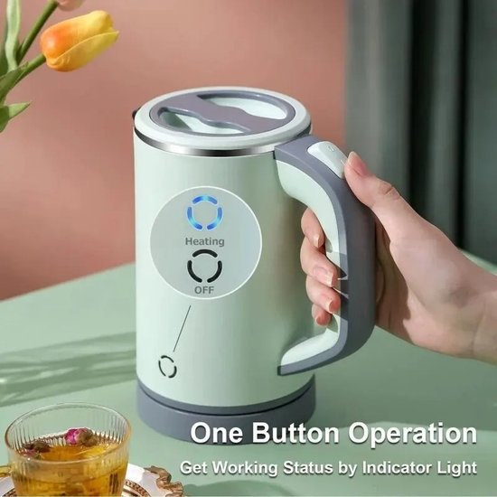 NiC IS COCNG Elektrische waterbeker voor op reis, 0,38 l, blauw, waterkoker met digitaal display, draagbaar, ideaal voor reizen, studentenhuis