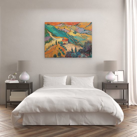 Artaza Peinture sur toile représentant une maison sur une colline - 120 x 90 - Décoration murale - Photo sur toile - Impression sur toile