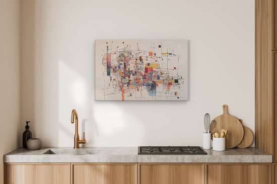 Artaza Peinture sur toile oeuvre abstraite avec de nombreuses lignes et formes - 90x60 - Décoration murale - Photo sur toile - Impression sur toile