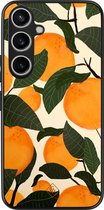 Coque Samsung Galaxy A55 - Jardin Orange - Vert - Coque Rigide TPU Zwart - Fleurs - Casimoda