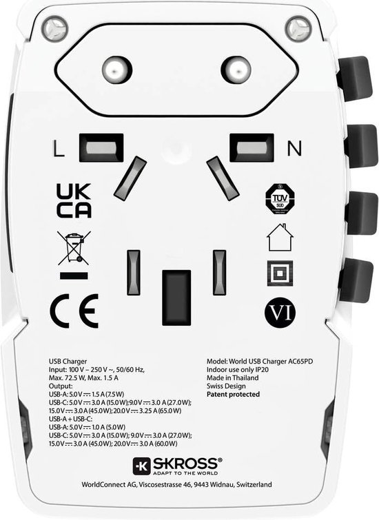Adaptateur de voyage universel dans le monde entier, adaptateur de