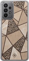 Casimoda® hoesje - Geschikt voor Samsung Galaxy A23 - Leopard Abstract - 2-in-1 case - Schokbestendig - Luipaardprint - Verhoogde randen - Bruin/beige, Transparant