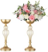47 cm metalen gouden vazen met pot, bruiloftstafel, 2 stuks hoge vaas, bloemenzuilstandaard voor bloemstukken, grote bloemenvazen voor bruiloftsfeesten, straatgids