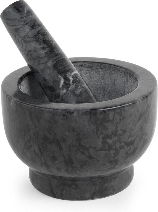 Pilon Et Mortier Ancien En Marbre Gris - Ustensile Cuisine Déco - Hauteur 10 Cm