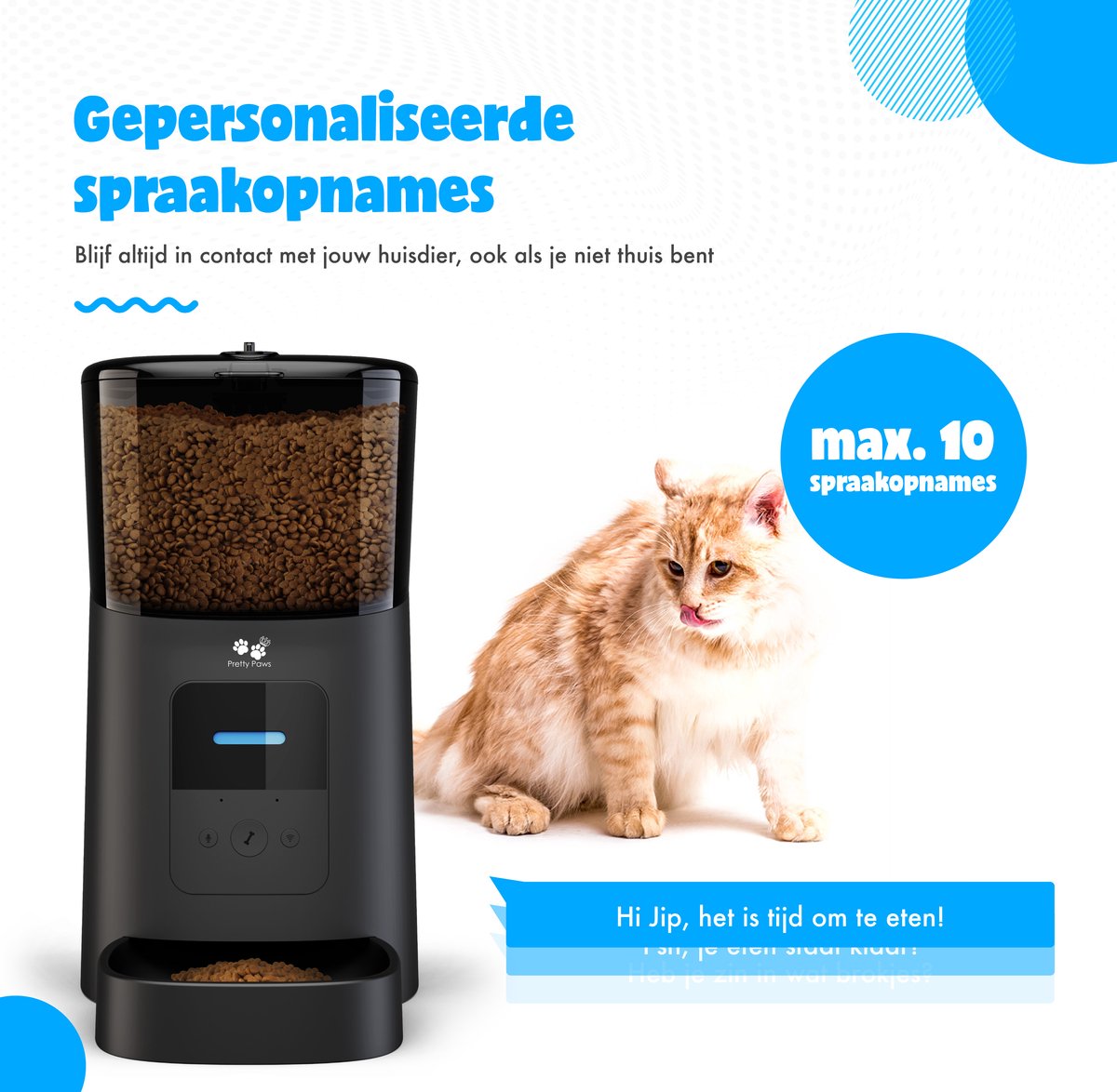 Afbeelding 3 van Pretty Paws PP005 Wifi Voerautomaat Zwart - Automatische Voerbak - Slimme Voerautomaat met App - Instelbaar Voedingsschema - WIFI