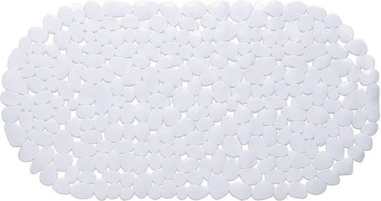 Witte anti-slip badmat 68 x 35 cm ovaal - Badkuip mat - Schimmelbestendig - Anti-slip grip mat voor douche/bad