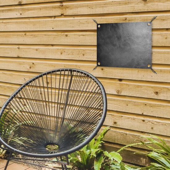 Tuinposter 40x30 cm - Tuindecoratie Leer - Lederlook - Industrieel - Grijs - Poster voor in de tuin - Buiten decoratie - Schutting tuinschilderij - Tuindoek muurdecoratie - Wanddecoratie balkondoek