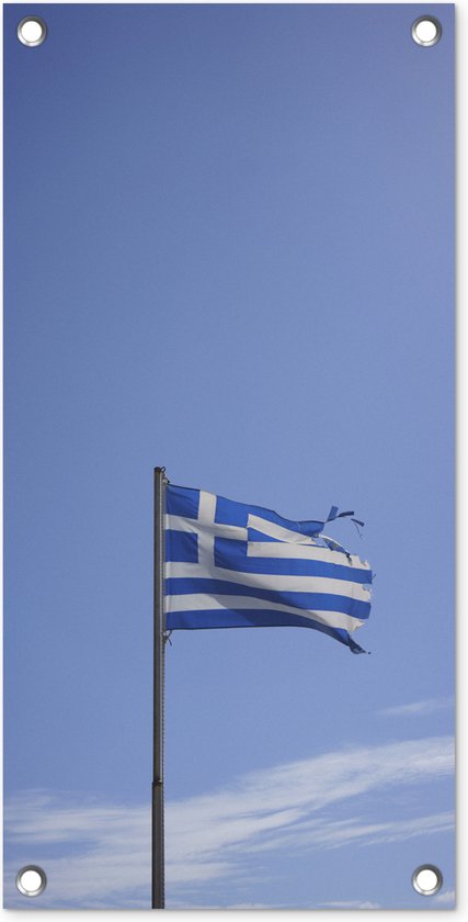 Affiche de jardin Drapeau grec déchiré qui flotte - 30x60 cm