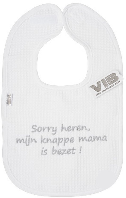 VIB® - Slabbetje Luxe velours - Sorry Heren, mijn knappe mama is bezet (Wit) - Babykleertjes - Slabbetjes - zwangerschap aankondiging - baby aankondiging van VIB® — afbeelding 2