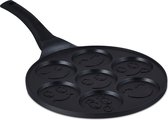 Relaxdays pancake pan gezichtjes - inductie pannenkoekenpan - anti-aanbaklaag - aluminium