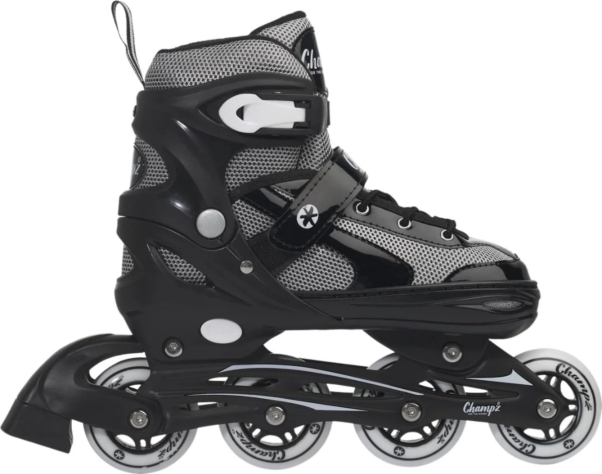 Champz - Kinder Inline Skates Verstelbaar - Zwart - 39-42 EU - Aluminium Frame