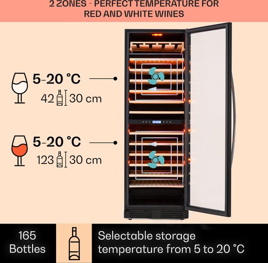 Vinovilla 17 Built-In Duo twee zones wijnkoelkast 53l 17 fl. 3-kleuren glazen deur