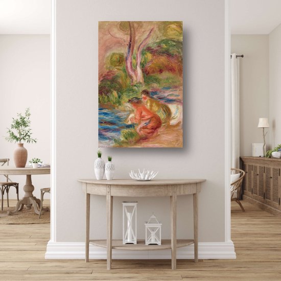 Les Laveuses - Peintures de Pierre-Auguste Renoir - Décoration murale Femmes - Peintures sur toile Personnages - Décoration murale classique - Peinture sur toile salon - Décoration murale 75x100 cm
