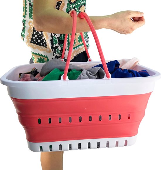 SAMMART 26L opvouwbare plastic wasmand met handvat en