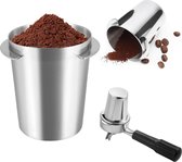 Koffiezeefhouder, doseerbeker van roestvrij staal, 58 mm, koffiepoeder, doseerbeker, koffiemaatbeker met poedertoevoer, koffiemolen, doseerbeker, koffiebeker voor espressomachine, zilver