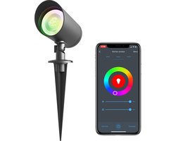 Calex Slimme Grondspot - GU10 - Geschikt voor buiten - Tuinspot op Spies - Tuinverlichting - Eenvoudige installatie - Zwart - Inclusief Slimme Lichtbron