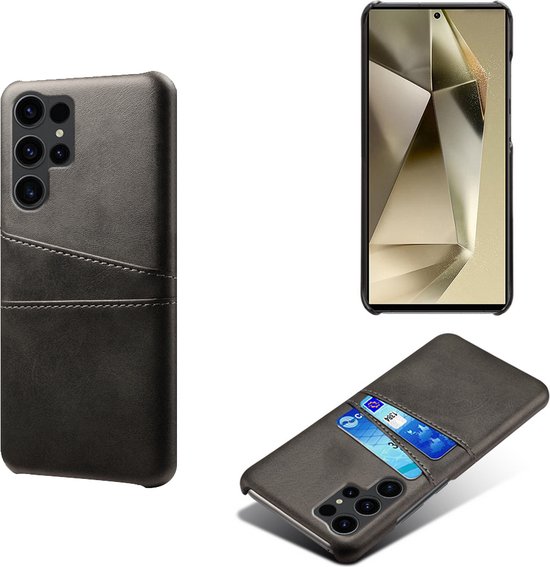 Backcover met Opbergvakjes + PMMA Screenprotector voor Galaxy S24 Ultra _ Zwart