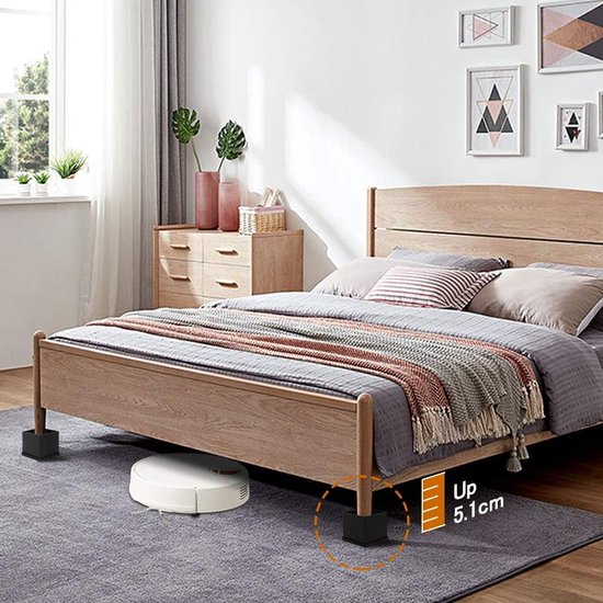 Swpeet 8-tlg. Bett-Erhöhungen - Verstellbar 3-5-8 Zoll Für Mehr Stauraum