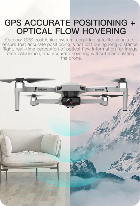 LUXWALLET Libra4 Pro – Drone Quadcopter FPV - 25,2Km/h – GPS WiFI 1,2 KM – Cardan 2 Axes - HD Camera - Oranje