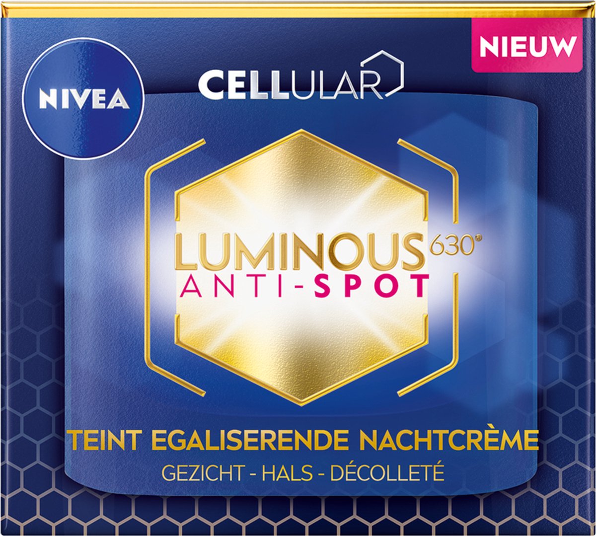 NIVEA Cellular LUMINOUS630 Anti-Spot Teint Egaliserende Nachtcrème Gezicht - Anti-Pigment Vlekken - Pigmentvlekken - Gezichtsverzorging Oneffen huid - Met hyaluronzuur - 50 ml