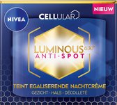 NIVEA Cellular LUMINOUS630 Anti-Spot Teint Egaliserende Nachtcrème Gezicht - Anti-Pigment Vlekken - Pigmentvlekken - Gezichtsverzorging Oneffen huid - Met hyaluronzuur - 50 ml