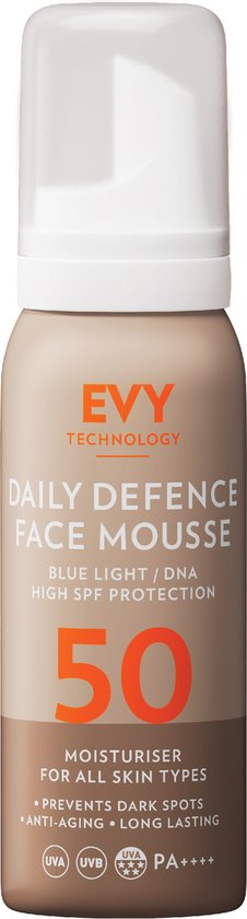 EVY Daily Defence Face Mousse - SPF 50 75 ml - Bescherming tegen vervuiling en donkere vlekken - Dermatalogisch aanbevolen - Water bestendig