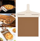 Pizzaschep, Pizzaschep 48 x 28 cm Uitschuifbare pizzaschep voor pizza Perfect Transfers Pizzaschep met antiaanbaklaag Pizzaspatel Peddel voor binnen- en buitenovens
