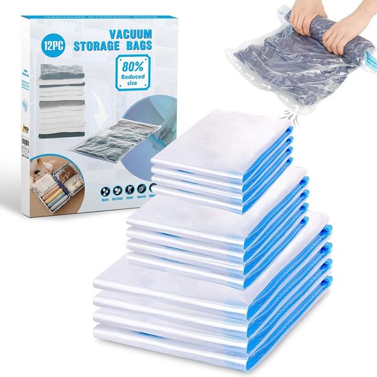 Herbruikbare Compressiezak 2 Stuks TPU Vacuümzakken - Herbruikbaar, Waterdicht 70D Nylon, Met Ventiel, Voor Koffer/rugzak (43,5x33x16cm) Vacuümzakken Kleding