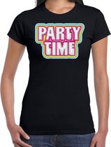 Bellatio Decorations Verkleed shirt dames - party time - zwart - foute party - carnaval/themafeest XXL