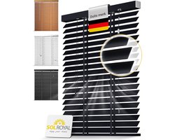 Sol Royal BE5 – Houten Jaloezieen Zwaart 50 mm Lamellen Extra Breed – 80x180 cm – Eenvoudige Montage aan Muur & Plafond – Echt Hout – Rolgordijn Raam & Deur