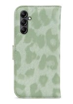 My Style Telefoonhoesje geschikt voor Samsung Galaxy A14 Hoesje | My Style Flex Wallet Bookcase Portemonnee | Pasjeshouder voor 3 Pasjes | Telefoonhoesje voor Pinpas / OV Kaart / Rijbewijs - Green Leopard | Groen