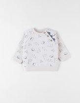 French terry sweater met dino, vanille