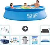 Intex Rond Opblaasbaar Easy Set Zwembad - 305 x 76 cm - Blauw - Inclusief Solarzeil - Onderhoudspakket - Zwembadfilterpomp - Filter - Grondzeil - Stofzuiger - Solar Mat