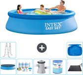 Intex Rond Opblaasbaar Easy Set Zwembad - 305 x 76 cm - Blauw - Inclusief Afdekzeil - Onderhoudspakket - Zwembadfilterpomp - Filter - Solar Mat - Ladder - Voetenbad
