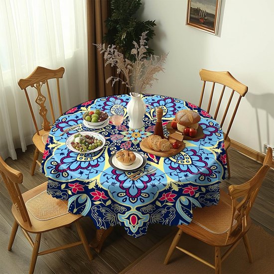 Hiasan Rond Tafelkleed 160 Cm Zwart - Waterafstotend Polyester, Kreukvrij Voor Keuken, Restaurant En Bruiloft