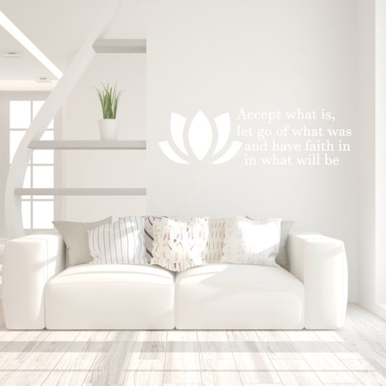 Sticker Muursticker Accepter Qu'est - ce Go ce qui était et Have Faith In What Will Be - Or - 160 x 47 cm - Muursticker4Sale