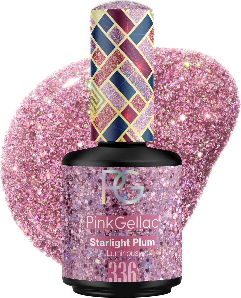 Pink Gellac Gellak Glitter Roze 15ml - Roze Nagellak - Gelnagels Producten - Gel Nails - 336 Starlight Plum