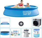 Intex Rond Opblaasbaar Easy Set Zwembad - 244 x 61 cm - Blauw - Inclusief Afdekzeil - Onderhoudspakket - Zwembadfilterpomp - Filter - Grondzeil - Warmtepomp