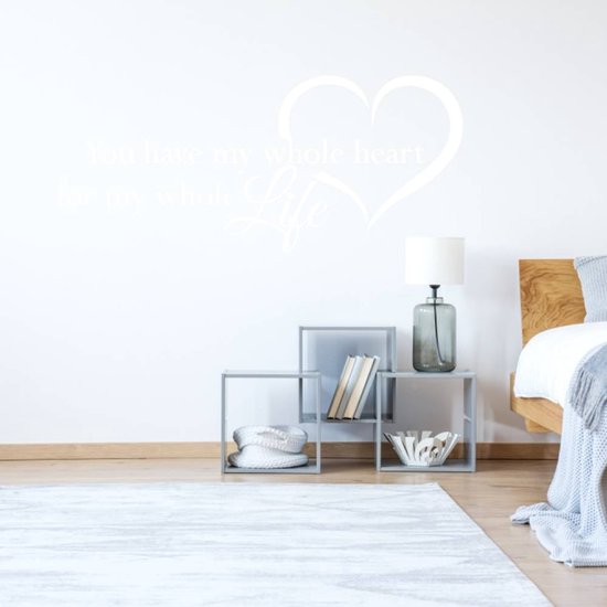 Muursticker You Have My Whole Heart For My Whole Life In Hart - Bleu foncé - 160 x 69 cm - Textes anglais salon chambre - Muursticker4Sale