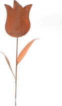 Tuinsteker - Grote tulp - Ecoroest - set van 2 - metaal - 160 cm hoog