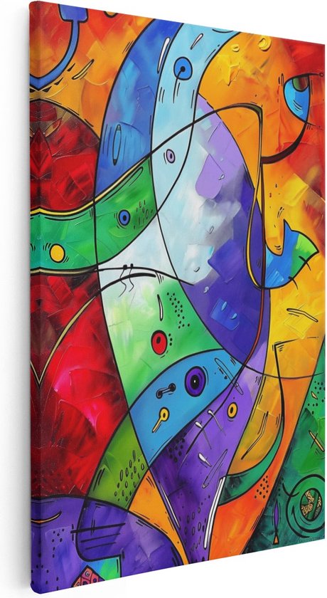 Artaza Canvas Schilderij Kleurrijk Abstract Kunstwerk - 80x120 - Groot - Foto Op Canvas - Canvas Print