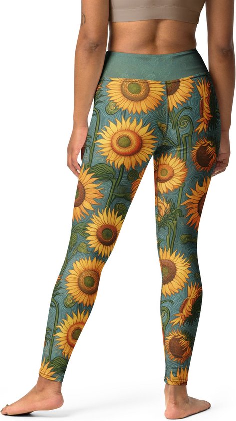 Vincent van Gogh 'Zonnebloemen' ("Sunflowers") Beroemde Schilderij Yoga Leggings | Premium Kunst Yoga Legging Dames | XS
